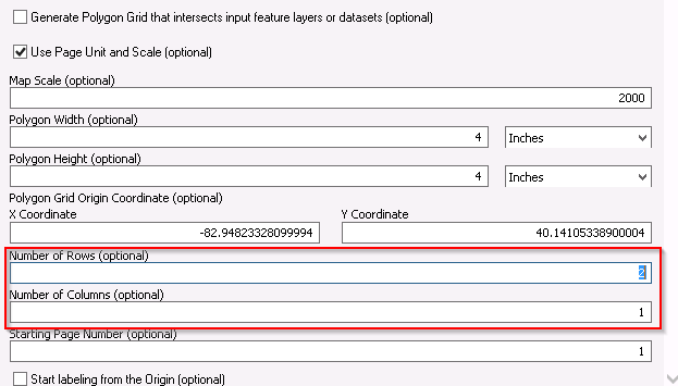 Grid Index Features dialog